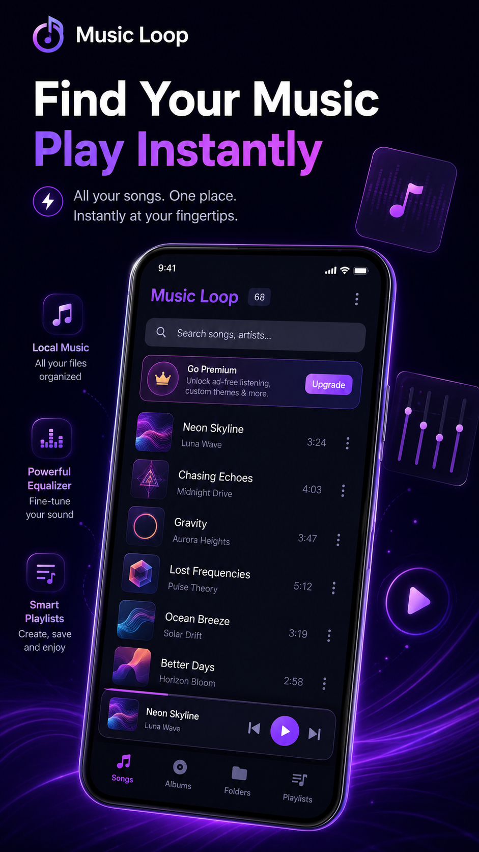 Music Loop English song library screen